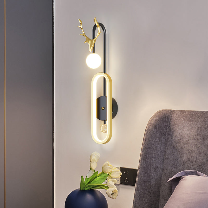 Nordic Metal Wall Light Geometric Antlers Shape 2 Lights Wall Sconce for Bedroom