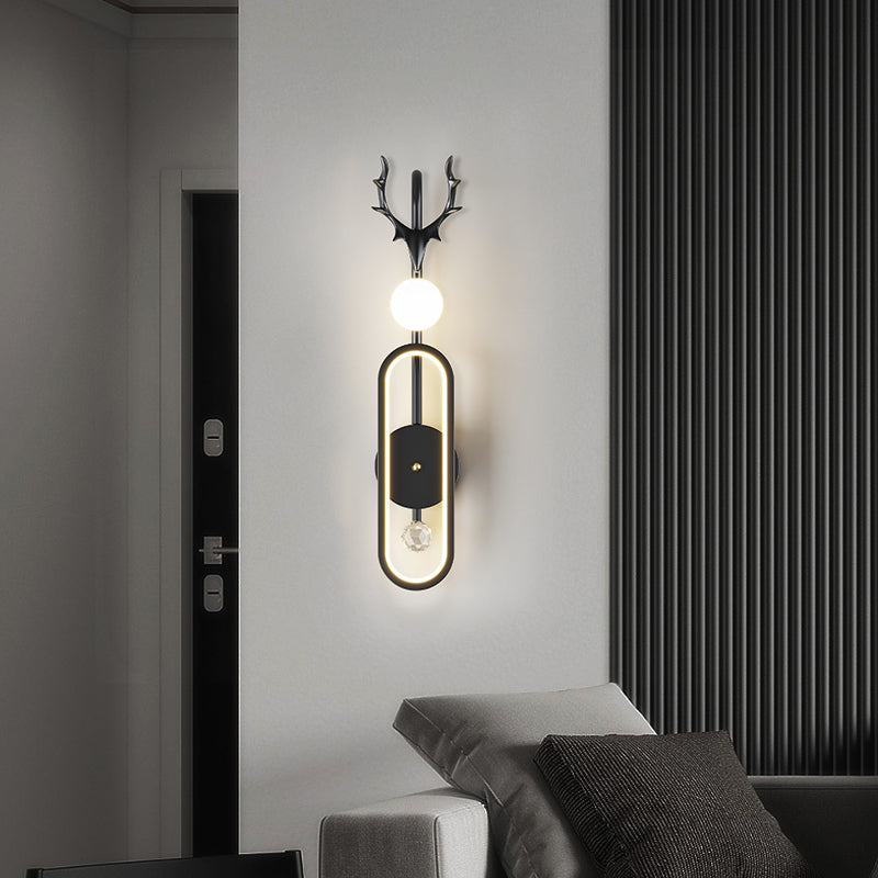 Nordic Metal Wall Light Geometric Antlers Shape 2 Lights Wall Sconce for Bedroom