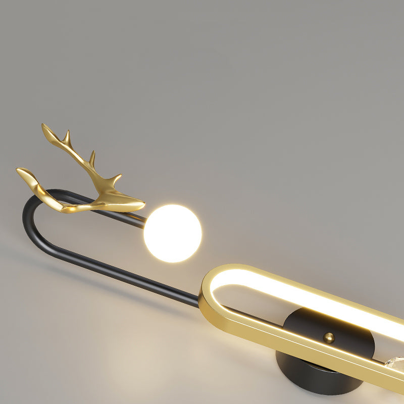 Nordic Metal Wall Light Geometric Antlers Shape 2 Lights Wall Sconce for Bedroom