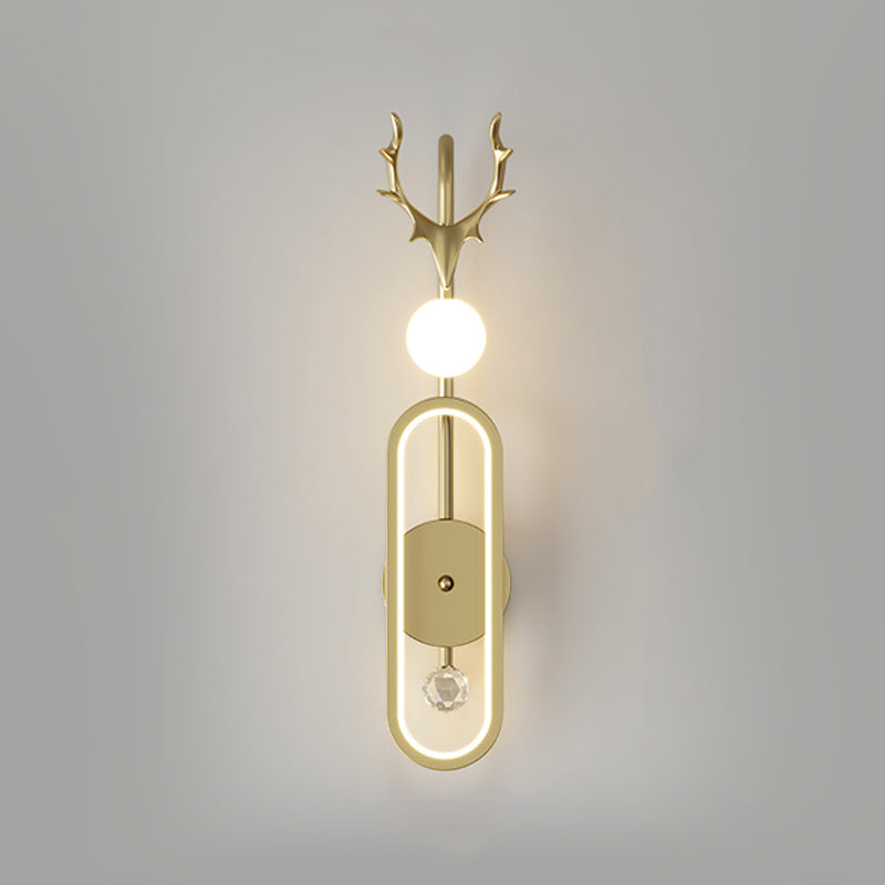 Nordic Metal Wall Light Geometric Antlers Shape 2 Lights Wall Sconce for Bedroom