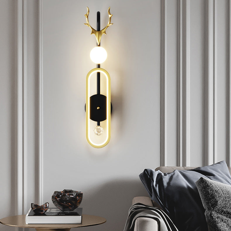 Nordic Metal Wall Light Geometric Antlers Shape 2 Lights Wall Sconce for Bedroom