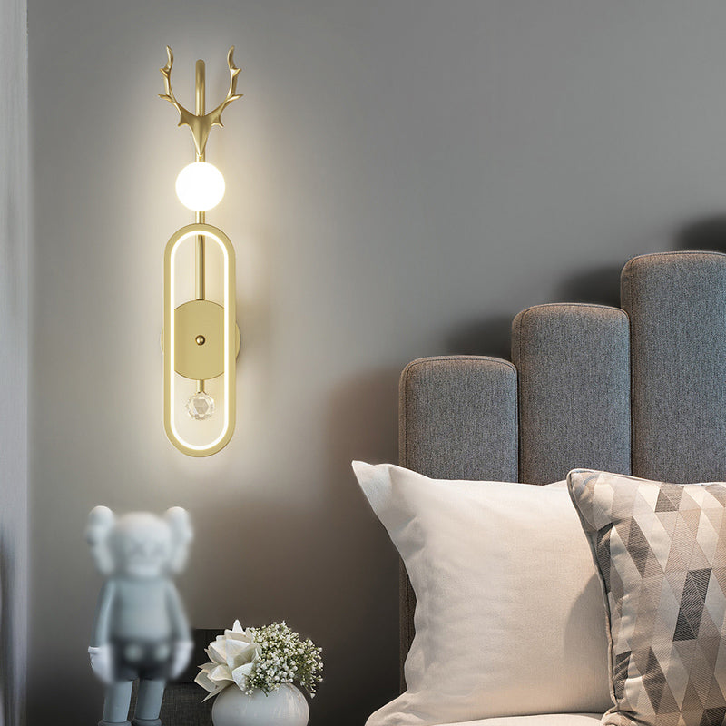 Nordic Metal Wall Light Geometric Antlers Shape 2 Lights Wall Sconce for Bedroom