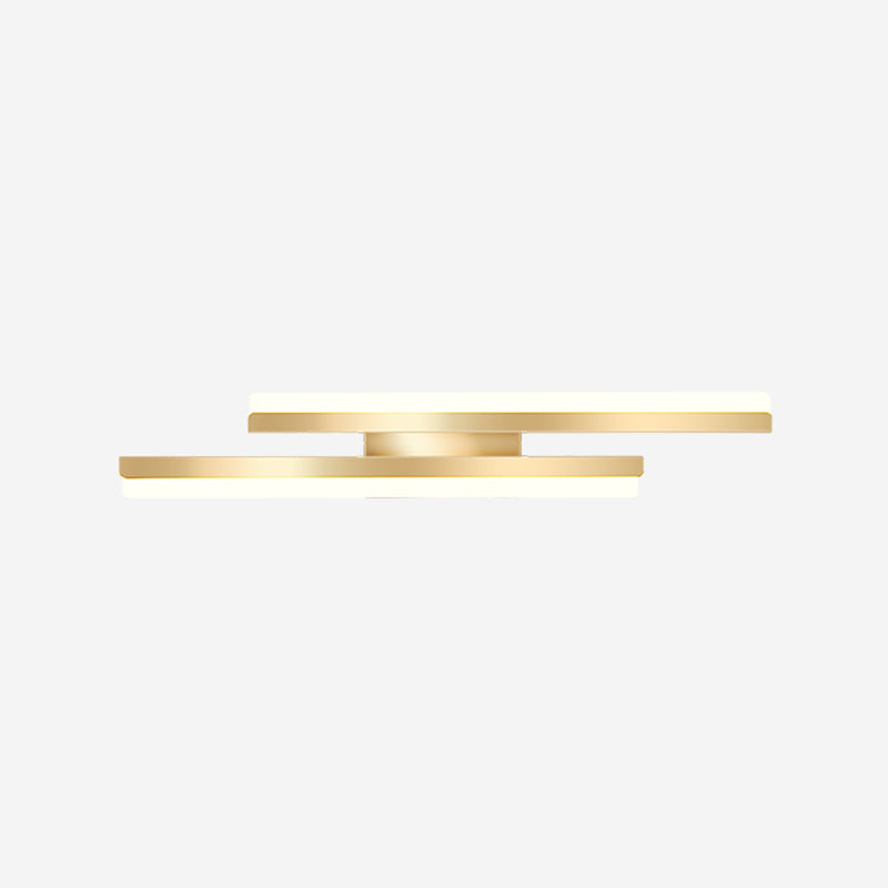 Linear Shape Metal Wall Lights Modern Style 2 Light Wall Mounted Light Fixtures in Gold
