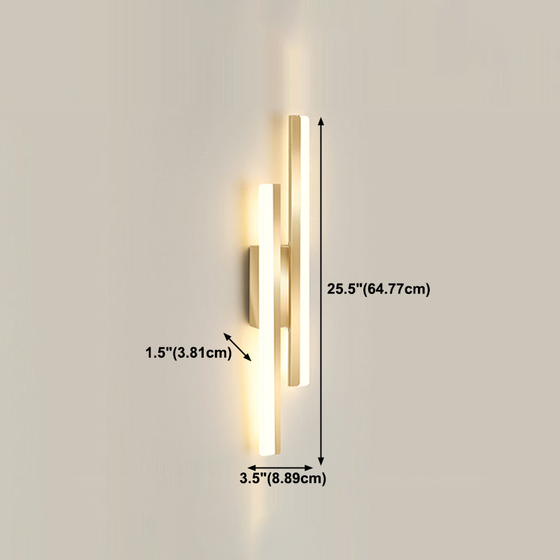 Linear Shape Metal Wall Lights Modern Style 2 Light Wall Mounted Light Fixtures in Gold