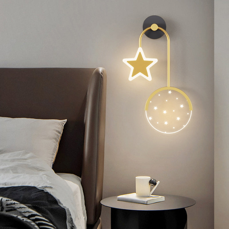 Modern Metal Wall Light Geometric 2 Lights LED Wall Sconce for Bedroom