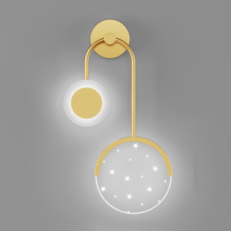 Modern Metal Wall Light Geometric 2 Lights LED Wall Sconce for Bedroom