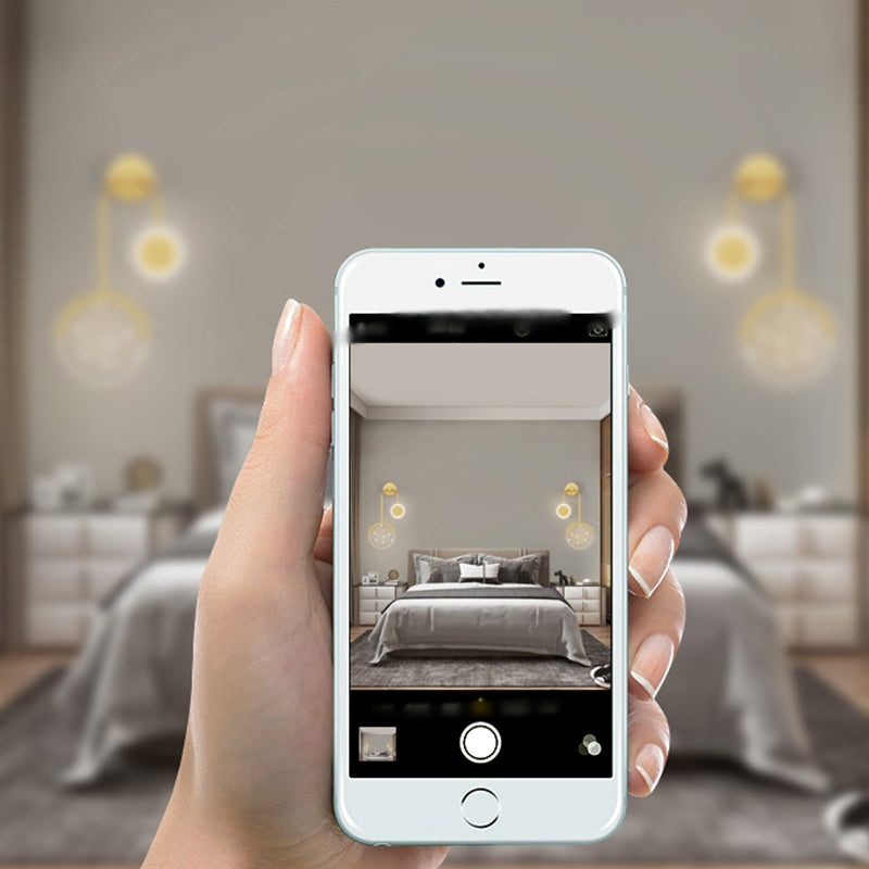 Modern Metal Wall Light Geometric 2 Lights LED Wall Sconce for Bedroom