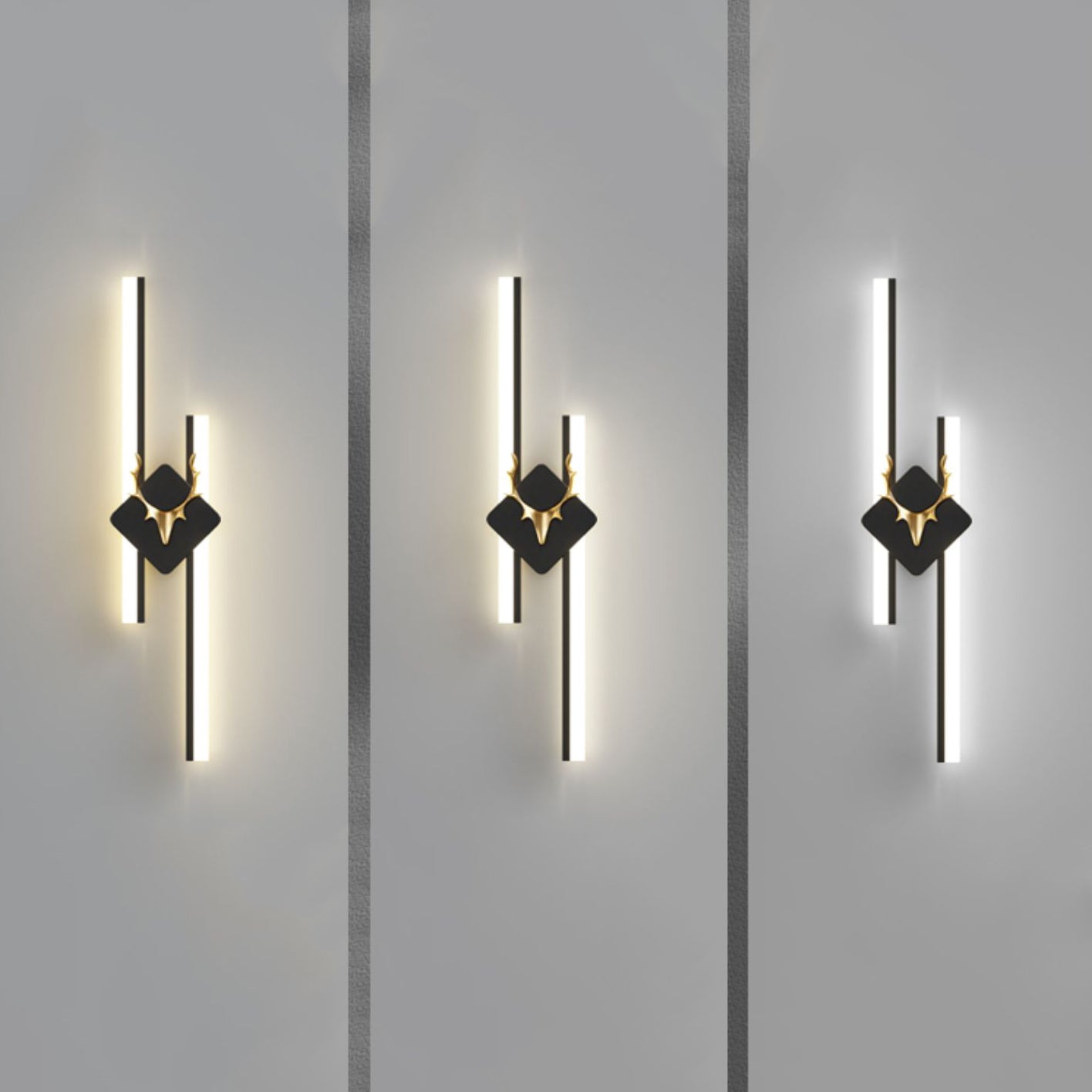 Linear Shape Metal Wall Lights Modern Style 2 Light Wall Mount Lamps in Black