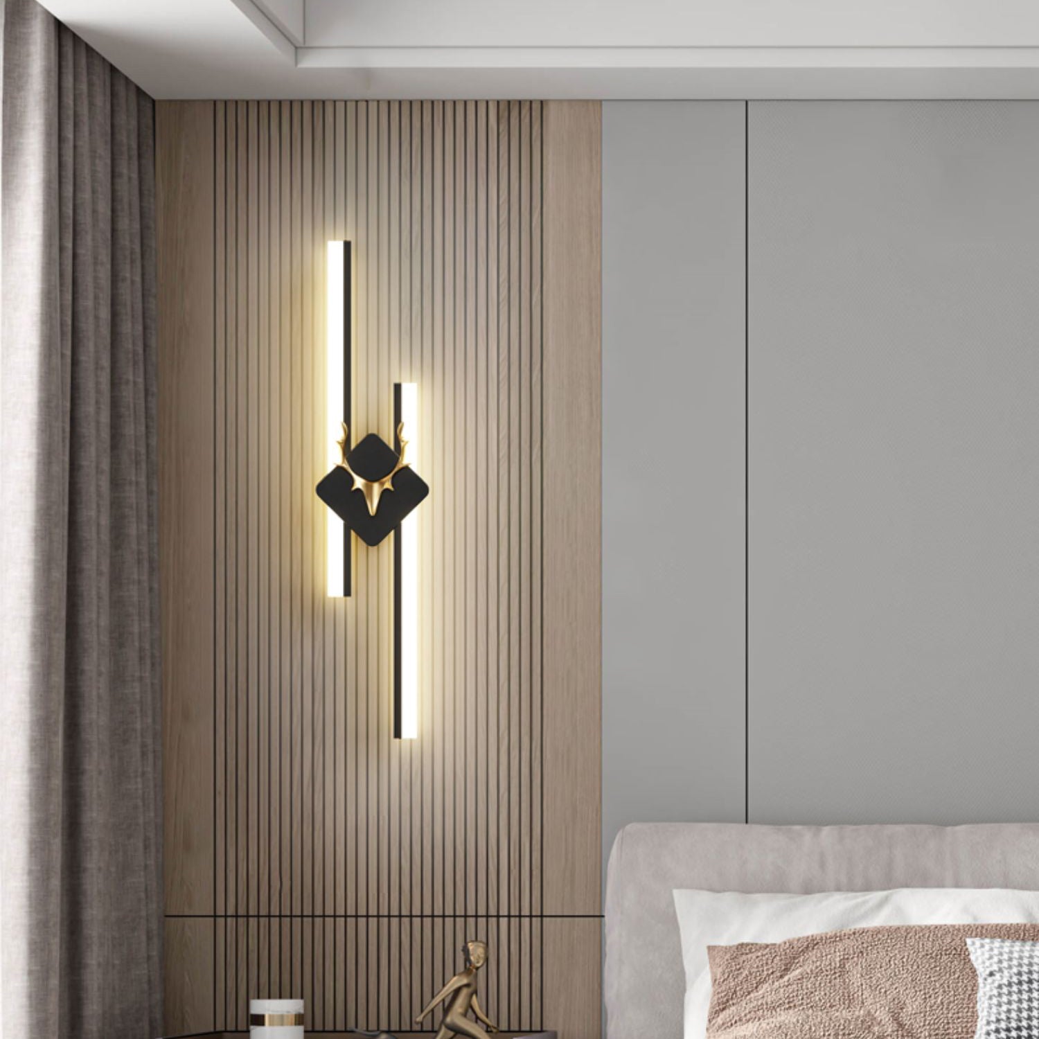 Linear Shape Metal Wall Lights Modern Style 2 Light Wall Mount Lamps in Black