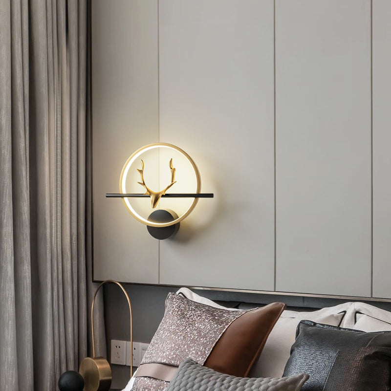 Metal Round Shape Wall Light Modern Style 1 Light Wall Mounted Light Fixtures