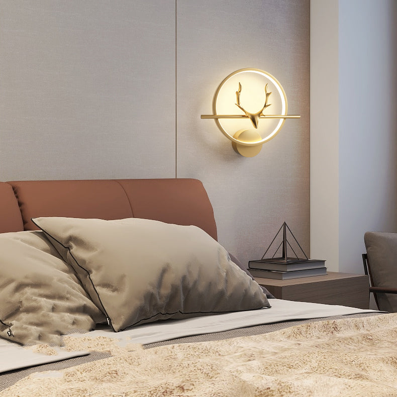 Metal Round Shape Wall Light Modern Style 1 Light Wall Mounted Light Fixtures