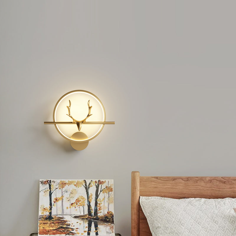 Metal Round Shape Wall Light Modern Style 1 Light Wall Mounted Light Fixtures