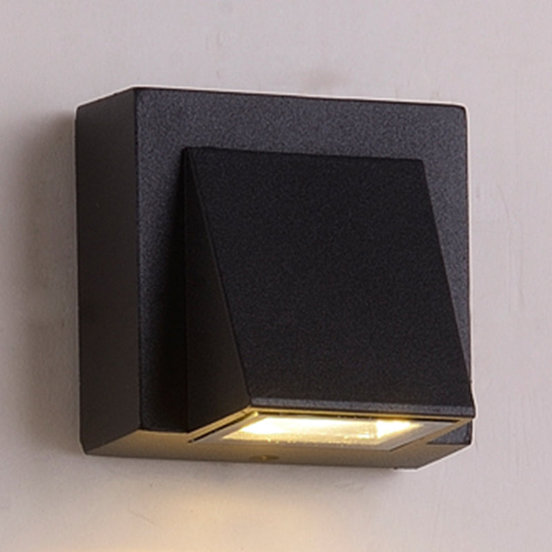 Contemporary Aluminum Wall Light Geometric Wall Washer in Black for Outdoors