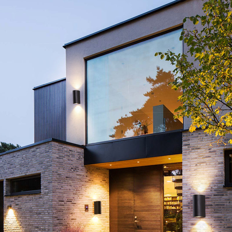 Contemporary Aluminum Wall Light Geometric Wall Washer in Black for Outdoors