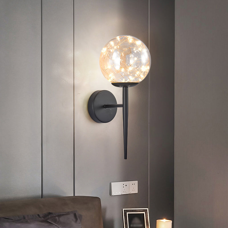 Modern Style Sphere Sconce Light Fixtures Glass 1 Light Wall Mounted Lighting