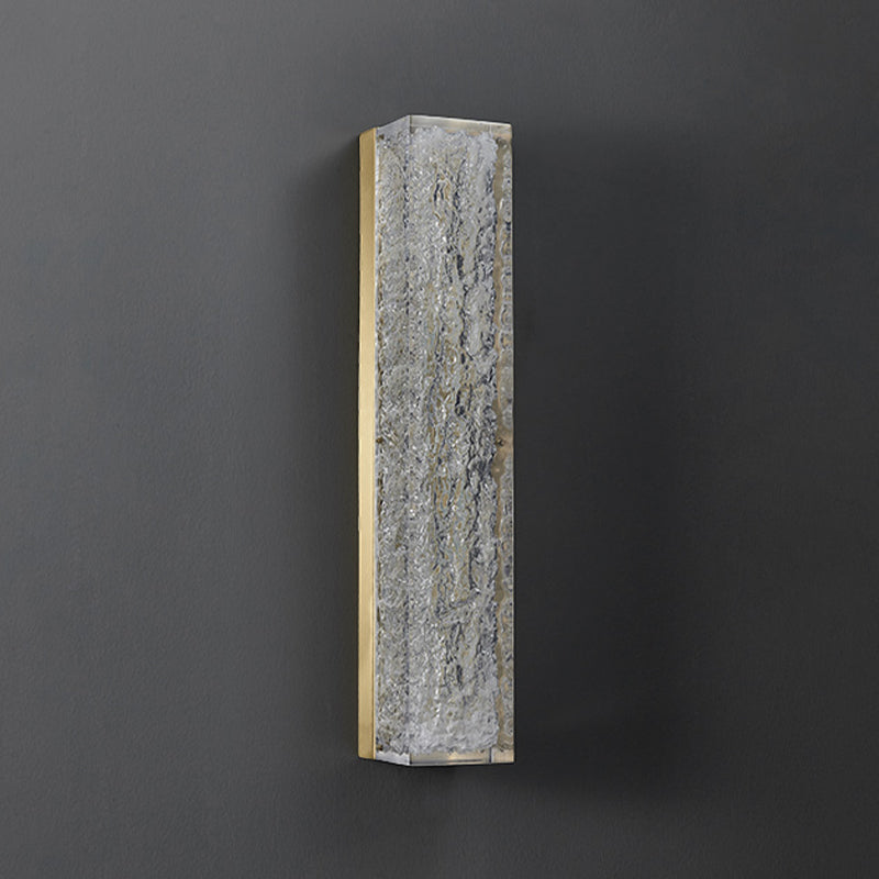 Modern Style Brass Wall Light Cuboid Shape Wall Sconce for Living Room