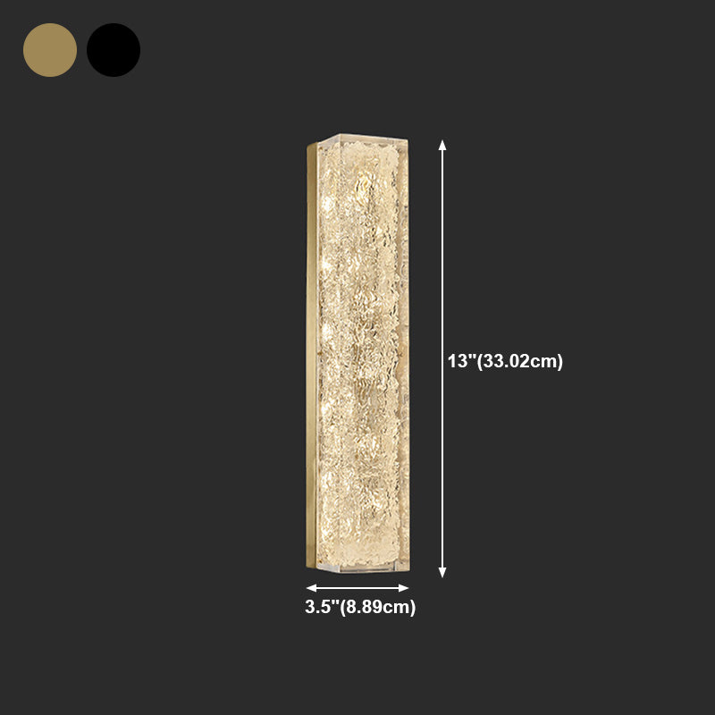 Modern Style Brass Wall Light Cuboid Shape Wall Sconce for Living Room