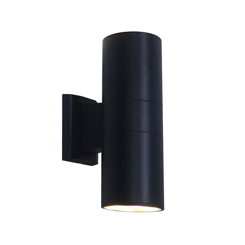 Contemporary Black Wall Light Cylinder 2 Lights Wall Washer with Aluminum for Outdoors