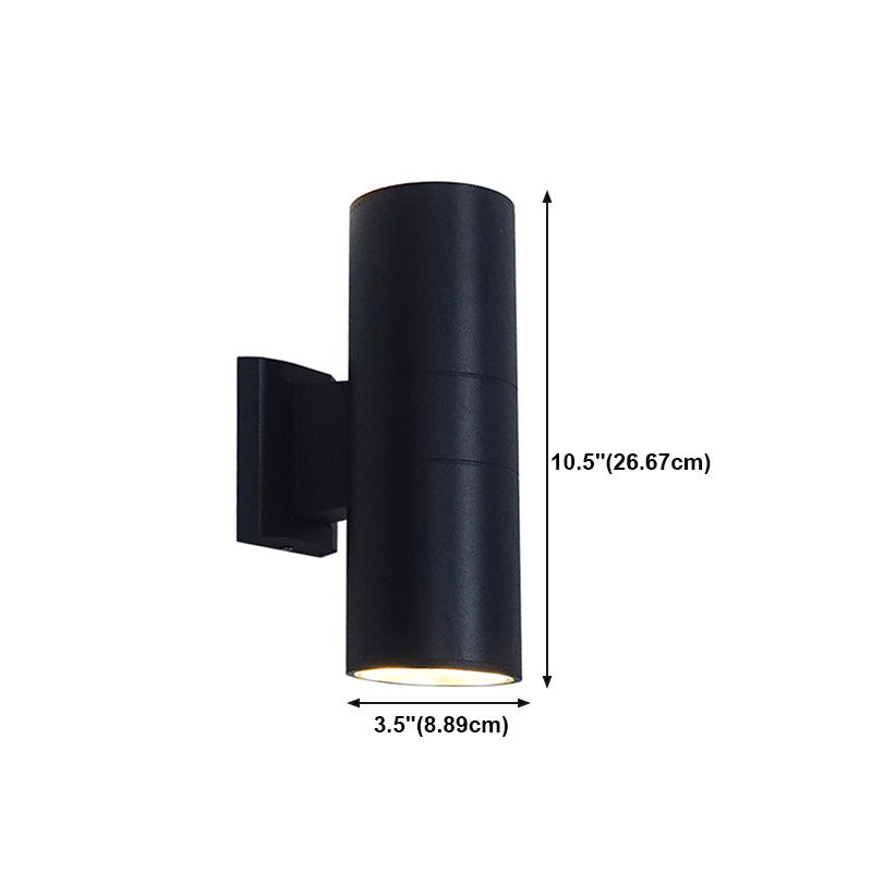 Contemporary Black Wall Light Cylinder 2 Lights Wall Washer with Aluminum for Outdoors