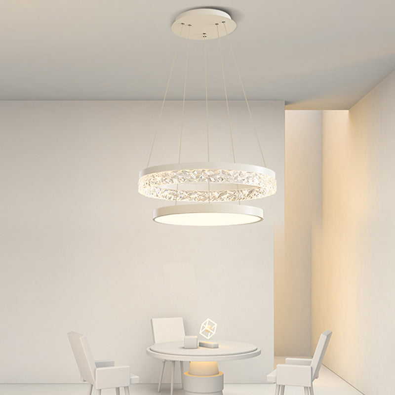 Modern Chandelier LED Hanging Pendant Light Fixture with Acrylic Shade for Living Room