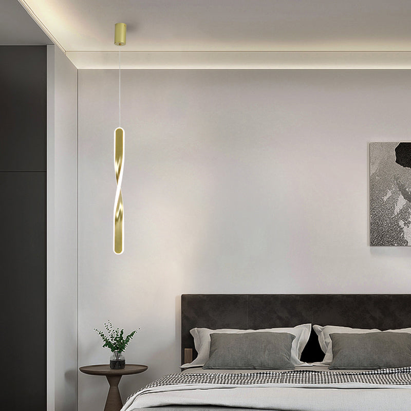 Linear Shape Metal Pendant Light Modern Style 1-Light Hanging Lamp