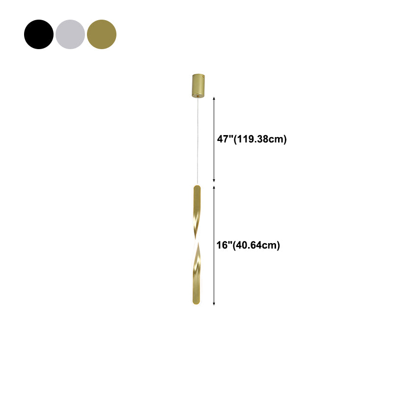 Linear Shape Metal Pendant Light Modern Style 1-Light Hanging Lamp