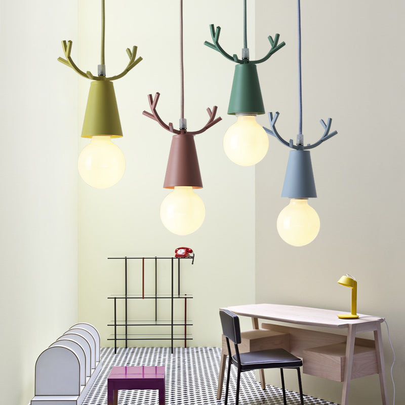 Antlers Metal Hanging Light Fixtures Modern Shop Pendant Light with 1 Light