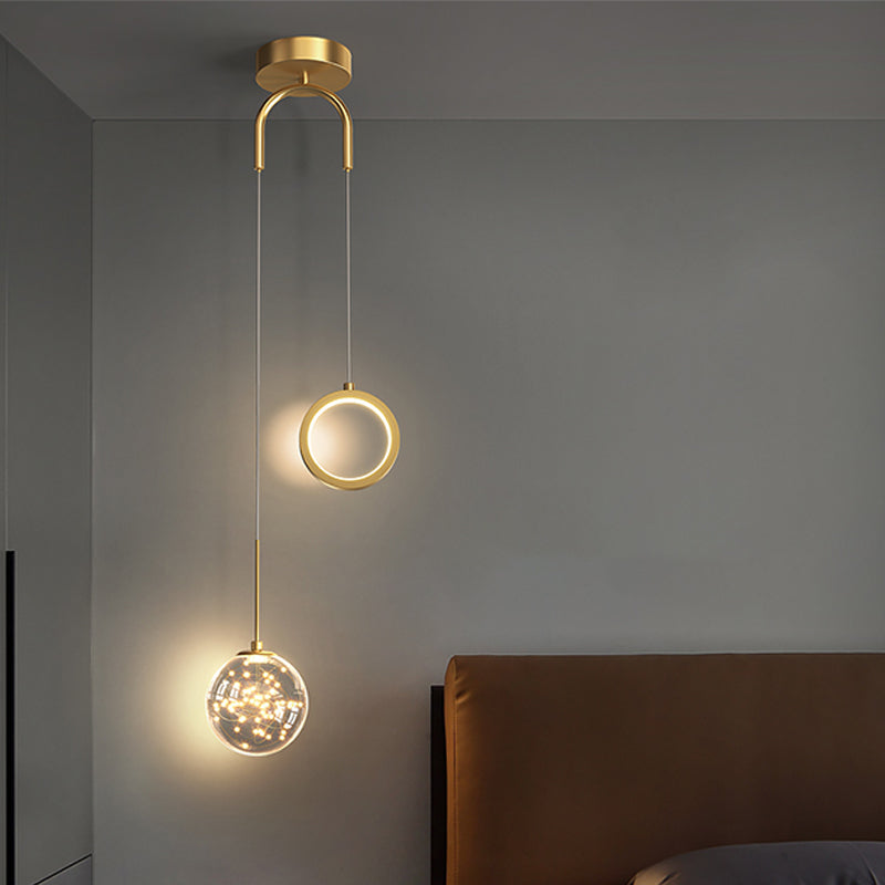 2-leichter sphärischer Anhänger Anhänger Modernes Glashängung Licht für Wohnzimmer