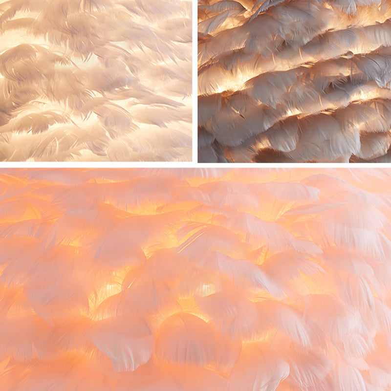 Ball Shape Floor Light Nordic Style Feather Floor Lamp for Living Room