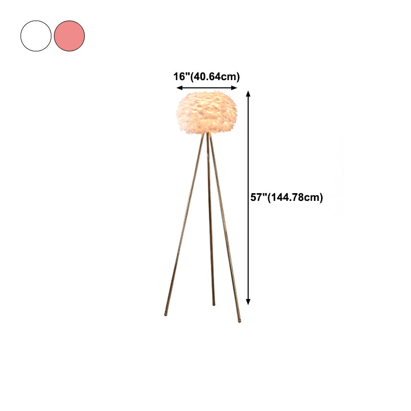 Ball Shape Floor Light Nordic Style Feather Floor Lamp for Living Room