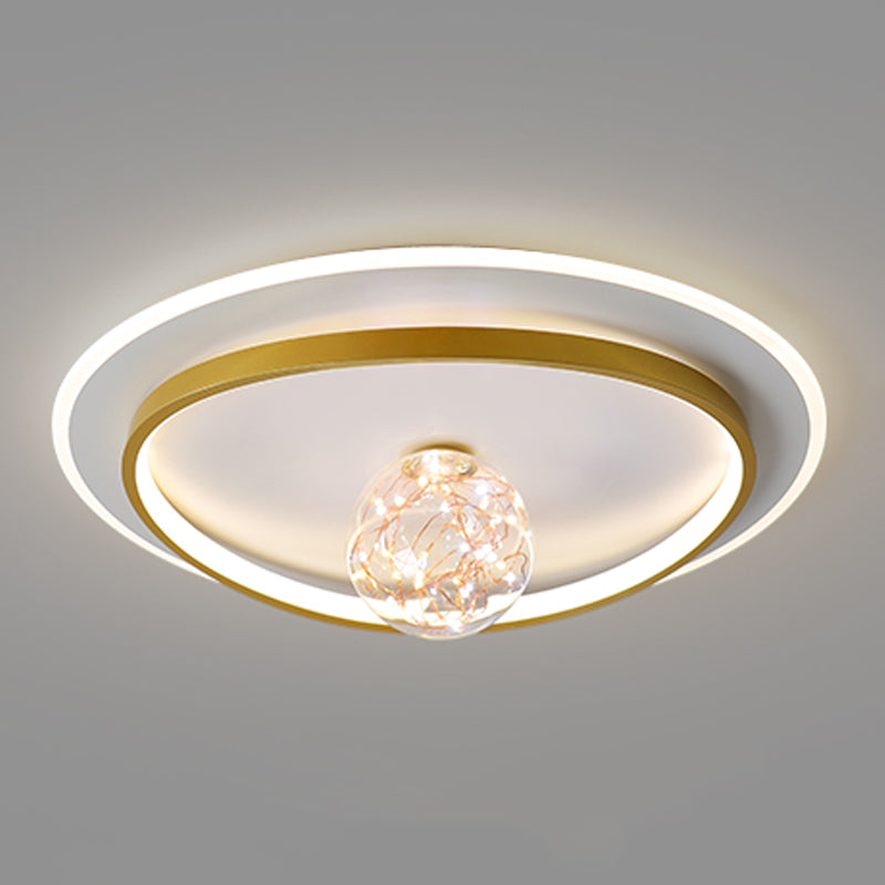 Round Shape LED Sky Star Ceiling Lamp Modern Iron 3 Lights Flush Mount for Study