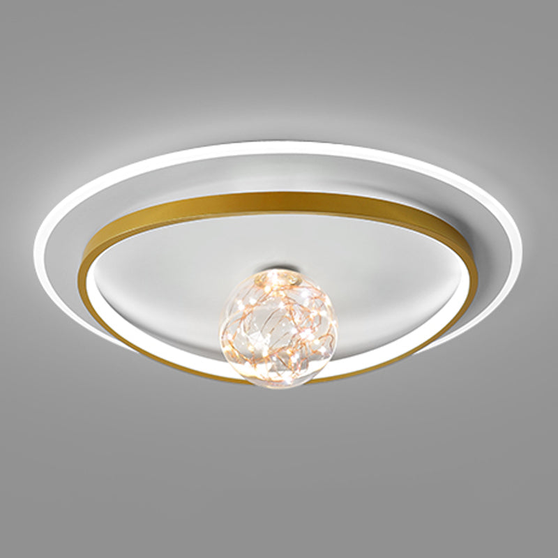 Round Shape LED Sky Star Ceiling Lamp Modern Iron 3 Lights Flush Mount for Study