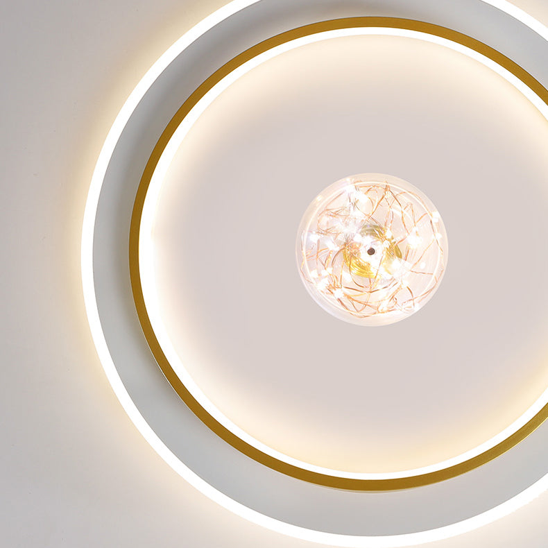Round Shape LED Sky Star Ceiling Lamp Modern Iron 3 Lights Flush Mount for Study