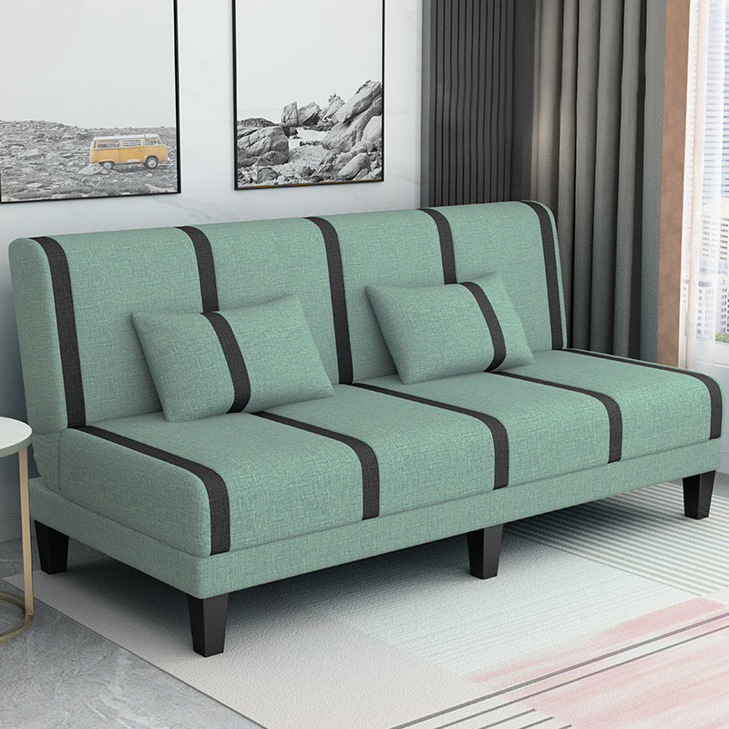 Linen/Velvet/Faux Leather Armless Convertible Sofa Tight Back Sofa Bed with Lumbar Pillow