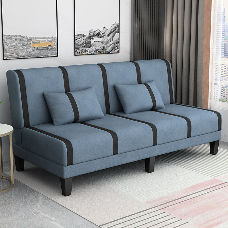 Linen/Velvet/Faux Leather Armless Convertible Sofa Tight Back Sofa Bed with Lumbar Pillow