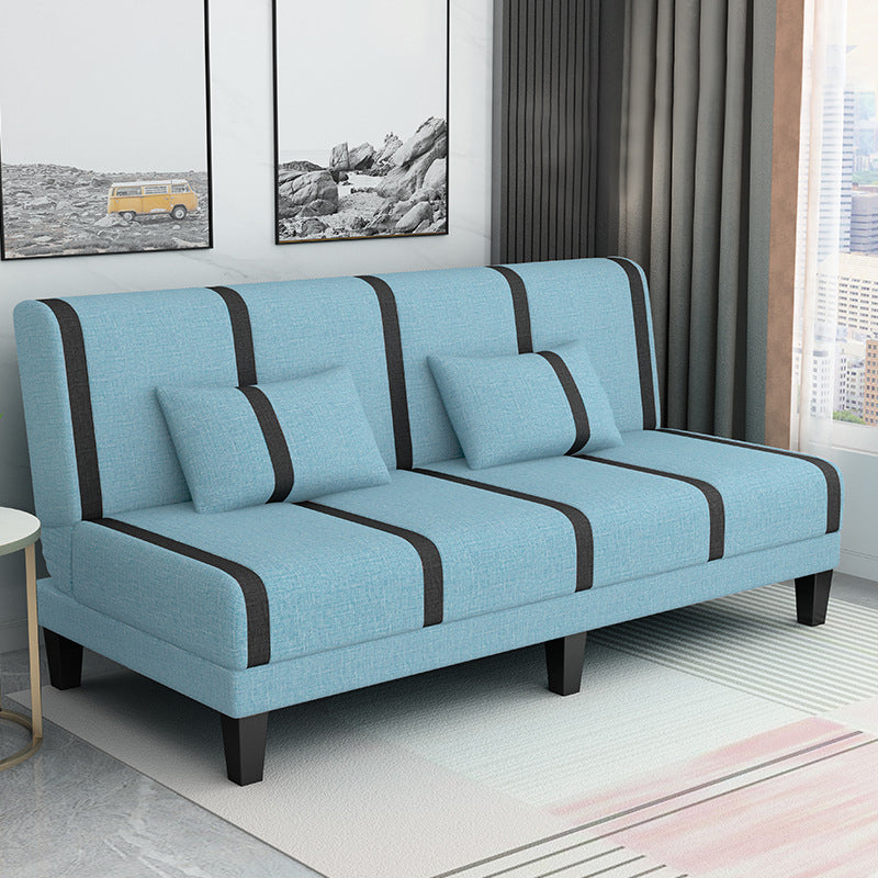 Linen/Velvet/Faux Leather Armless Convertible Sofa Tight Back Sofa Bed with Lumbar Pillow