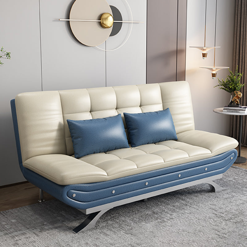 Living Room Stain-Resistant Faux Leather Couch 2-seater Tufted Back Sofa