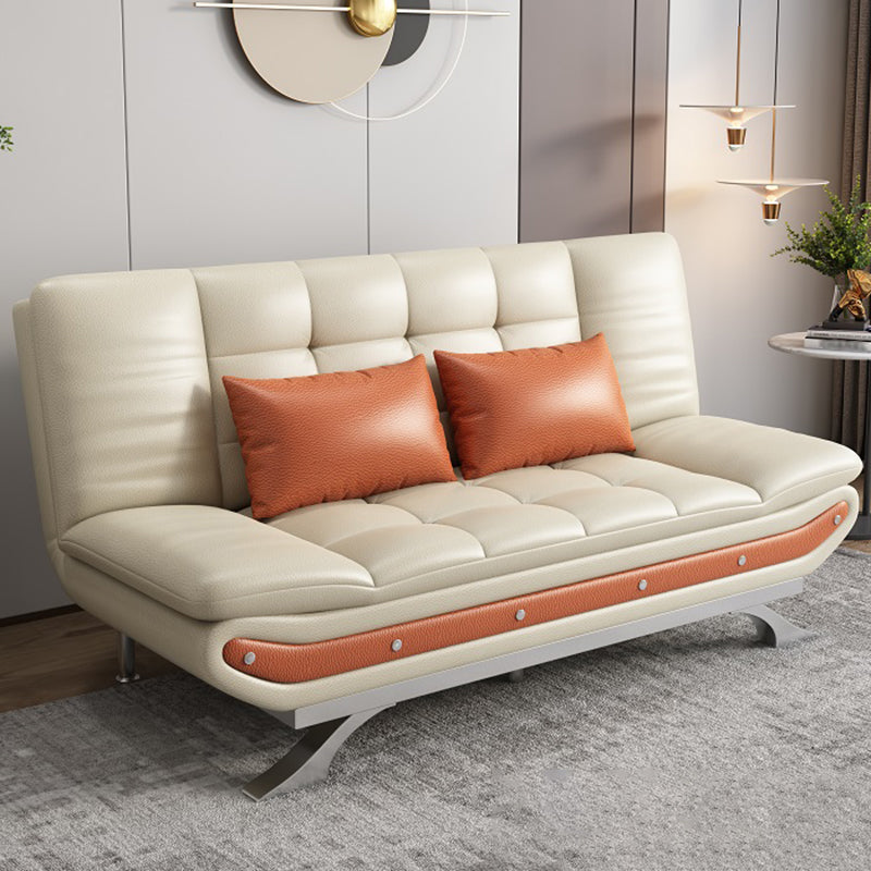 Living Room Stain-Resistant Faux Leather Couch 2-seater Tufted Back Sofa