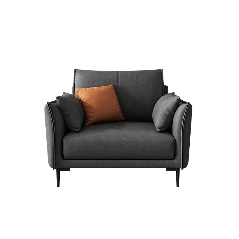 Stain-Resistant Faux Leather Couch Living Room Flared Arm Sofa with Pillow Back