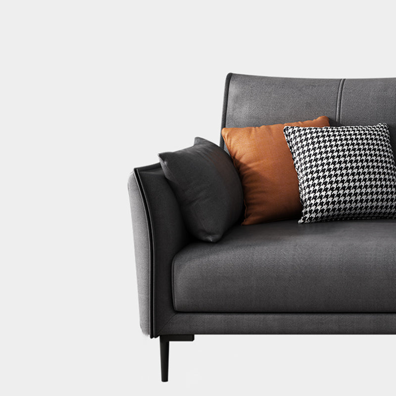 Stain-Resistant Faux Leather Couch Living Room Flared Arm Sofa with Pillow Back