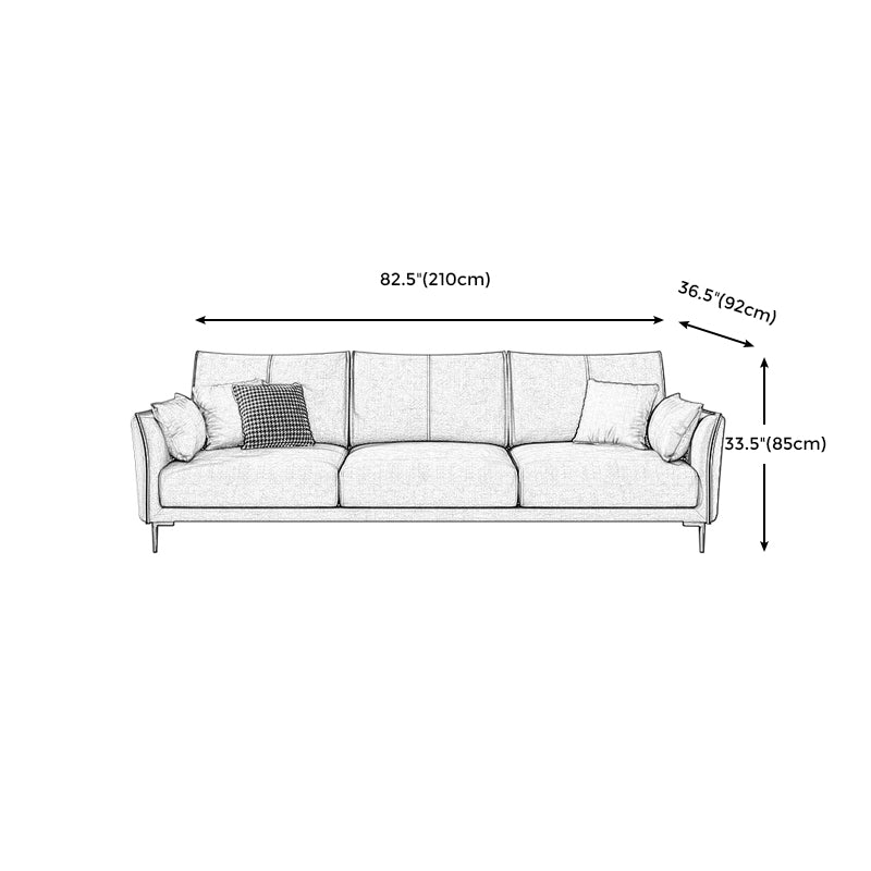 Stain-Resistant Faux Leather Couch Living Room Flared Arm Sofa with Pillow Back
