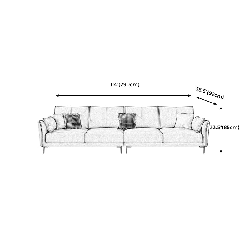 Stain-Resistant Faux Leather Couch Living Room Flared Arm Sofa with Pillow Back