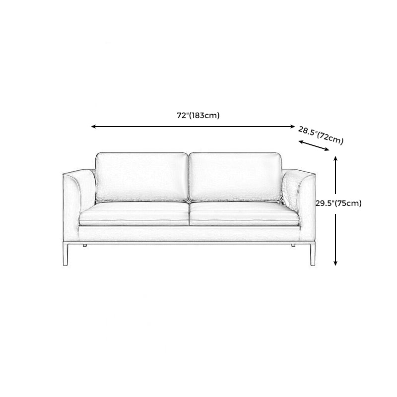Square Arm Settee Stain-Resistant Leather Couch in Black/Grey