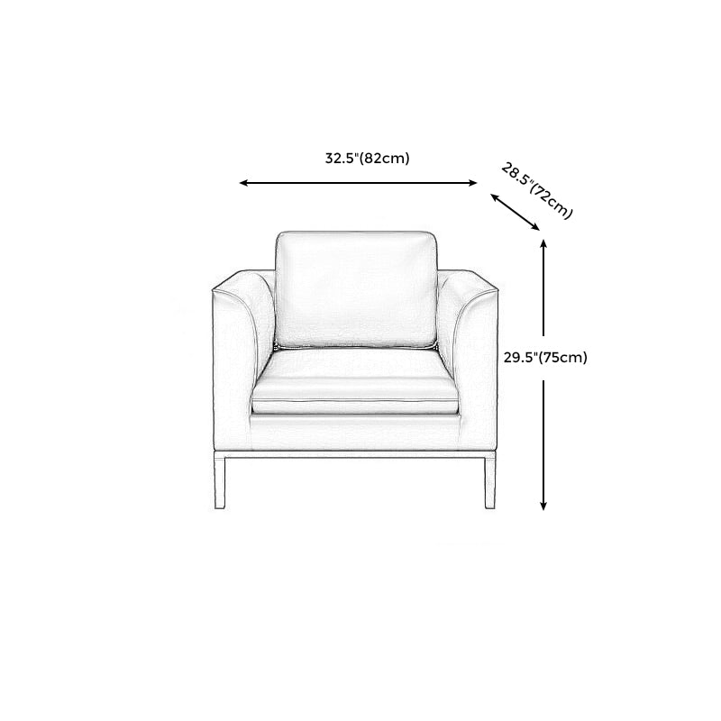 Square Arm Settee Stain-Resistant Leather Couch in Black/Grey