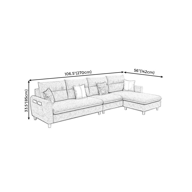 106.3" W √ó 55.9" D √ó 33.5" H High Back Square Arm Sectional with Storage