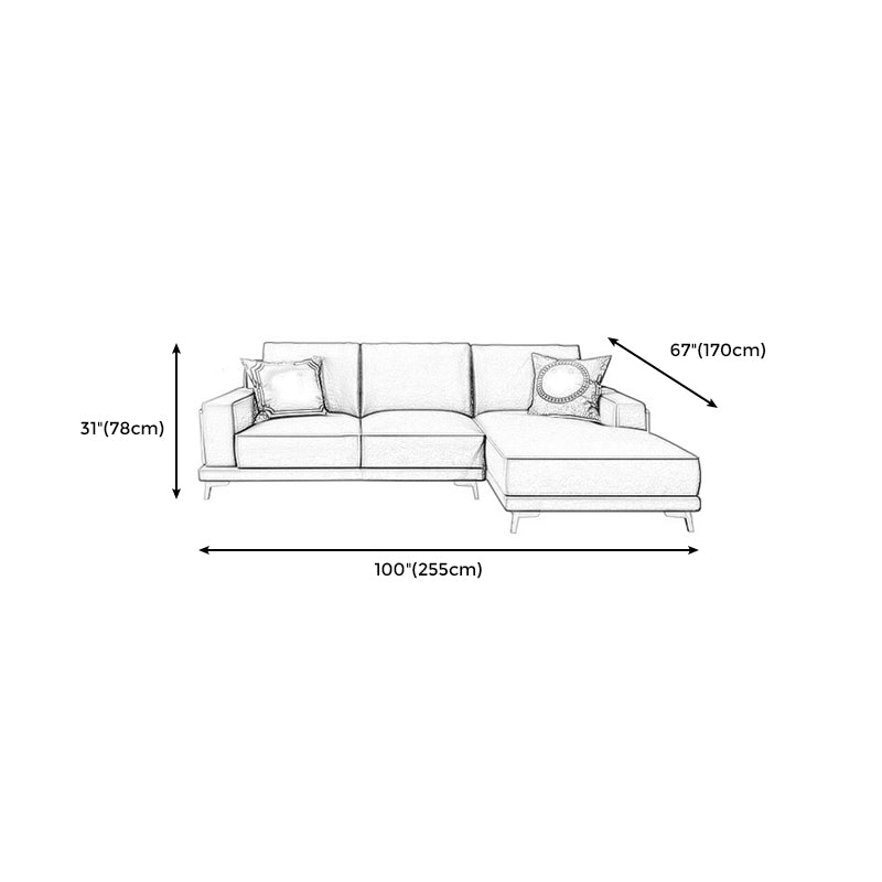 Modern Genuine Leather Sectional Square Arm Sofa with Removable Cushions