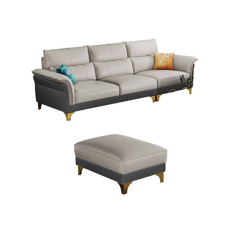 Contemporary Grey Sectional High Back Pillow Top Arm Sofa for Living Room