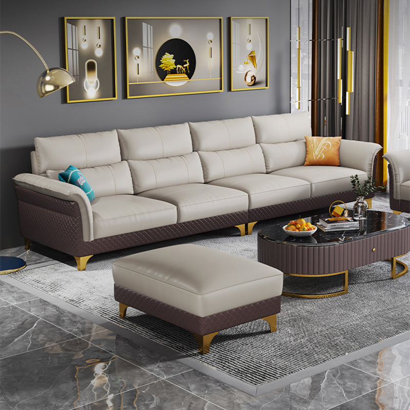 Contemporary Grey Sectional High Back Pillow Top Arm Sofa for Living Room