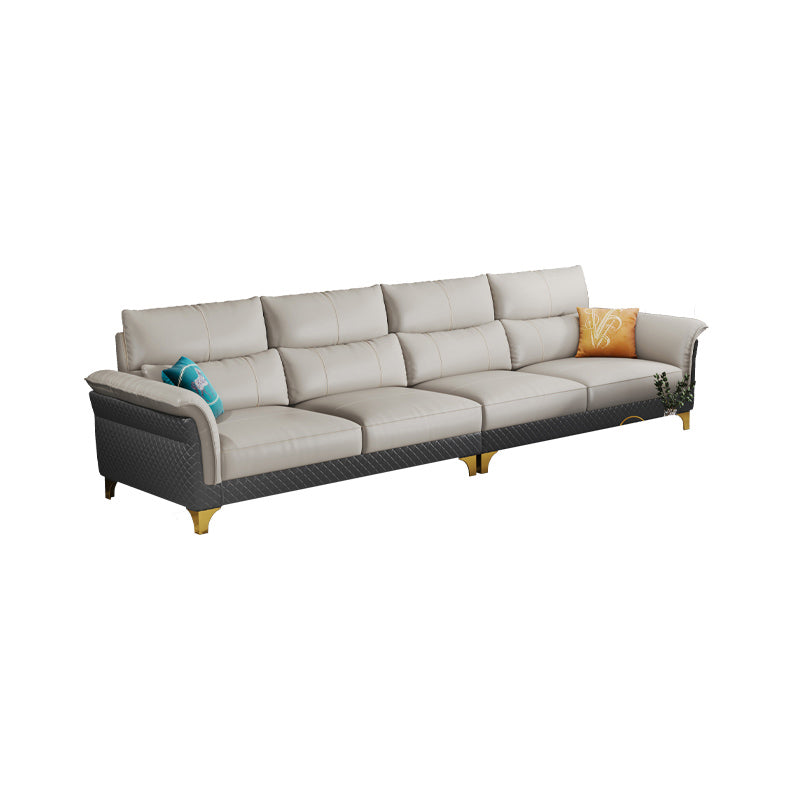 Contemporary Grey Sectional High Back Pillow Top Arm Sofa for Living Room