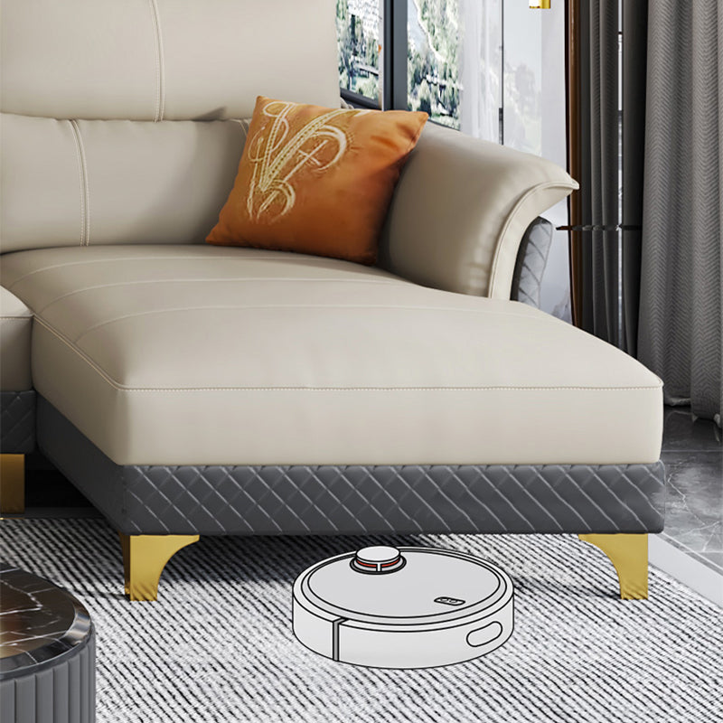 Contemporary Grey Sectional High Back Pillow Top Arm Sofa for Living Room